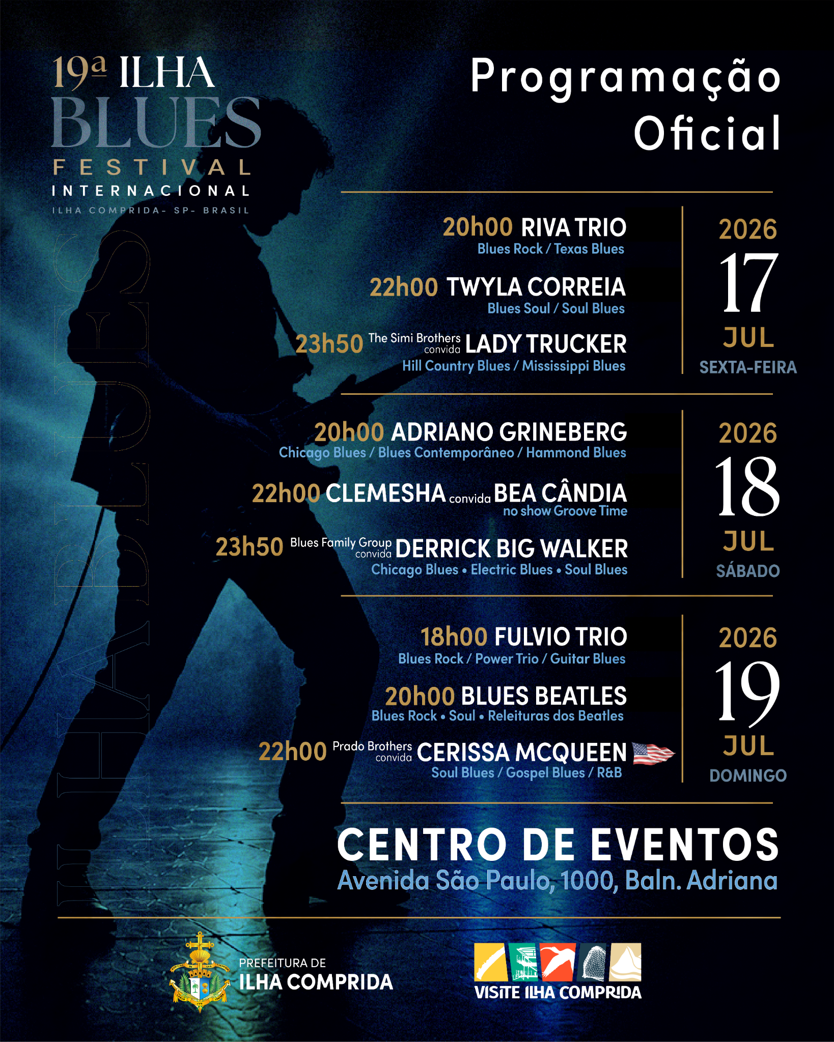 Programação oficial completa do 19º Ilha Blues Festival Internacional